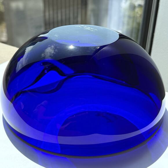 Elsa Peretti For Tiffany & Co. Cobalt Blue Murano Glass Thumbprint Bowl Italy - Picture 10 of 16